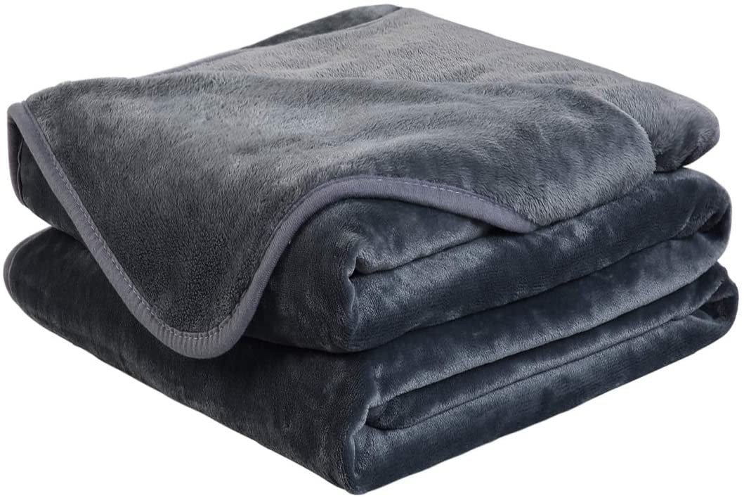 Soft Queen Size Blanket for All Season Warm Fuzzy Microplush Lightweight Thermal Soft Blankets for Couch Bed Sofa,90x90 Inches,Dark Gray