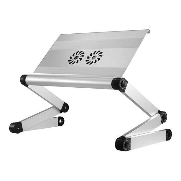 WorkEZ Support d'Ordinateur portable Exécutif Ajustable avec 2 Ventilateurs 3 Ports USB Ergonomique en Aluminium pour Bureau de Genoux pour Lit Canapé Plateau Support Pliant Hauteur angle d'Inclinaison Refroidisseur Refroidisseur portable Rehausseur de Bureau Argent