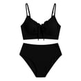 thumbnail image 7 of Gamivast Swimsuits for Women Bikini Sets 2 Pieces Push up Ribbed Ruffle Trim Tie Front Top High Waisted Bottom Tummy Control Swimwear Beach Vacation, 7 of 7