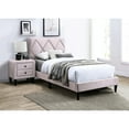 thumbnail image 3 of Adjustable Headboard Twin Size Bed, Pink Velvet, Contemporary Bedroom Bed In For Comfort, 3 of 6