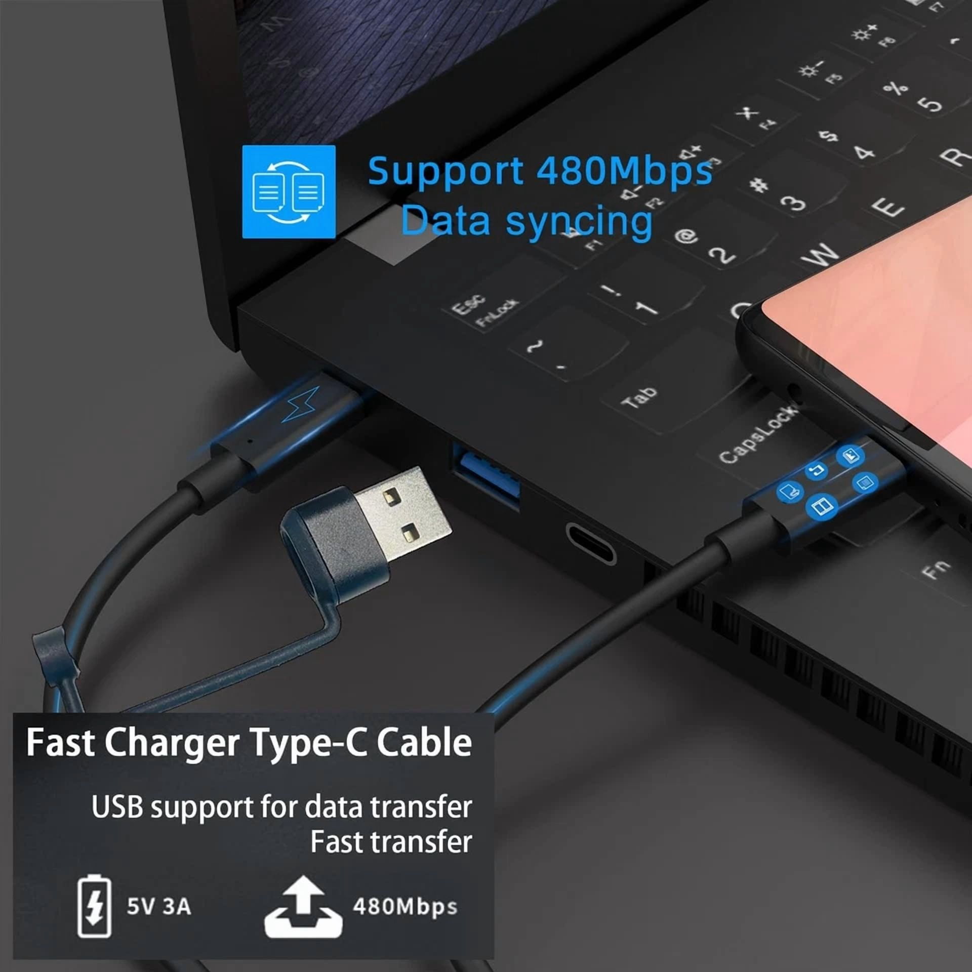 CIRCLE- Usb C Cable To C,60W 3Ft 2 Pack Type C Charger Fast 3 Ft, Black 60W