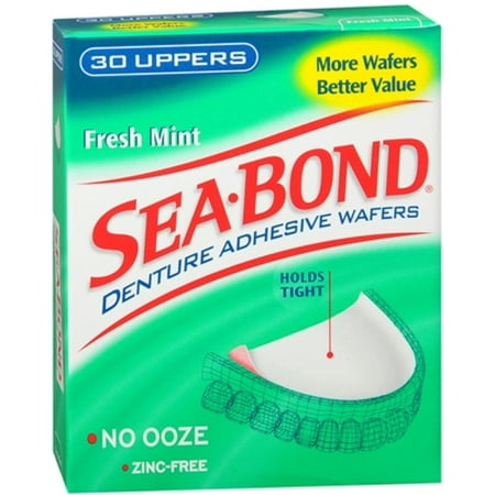 - SEA-BOND Denture Adhesive Wafers Uppers Fresh Mint 30 Each (Pack of 2)