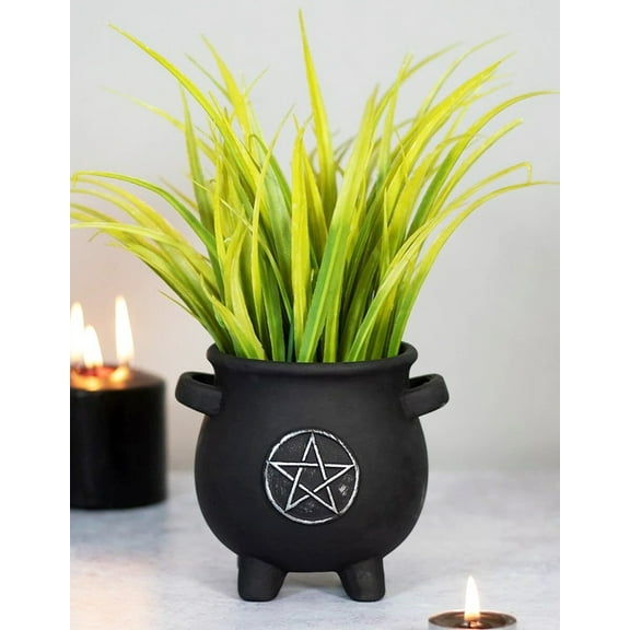 Black Pentagram Cauldron Terracotta Succulent Plant Planter Pot Or Pen Holder
