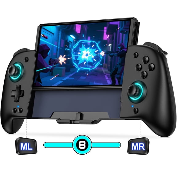 QQV Wireless Switch Controller, with Ergonomic Grip, 17 Lighting Effects & 10hr Battery for Switch/OLED