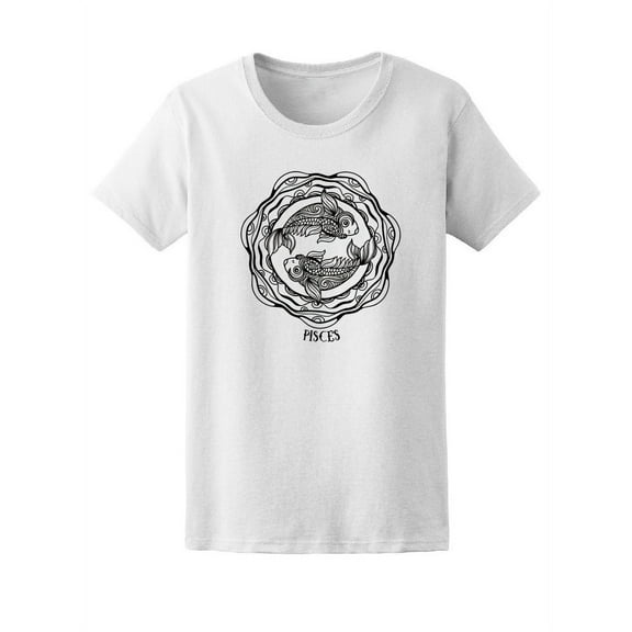 Vintage Pisces Symbol Sketch T-Shirt Women -Image by Shutterstock, Female Medium