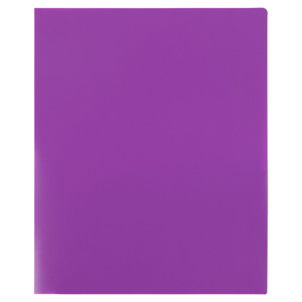 JAM Paper Heavy Duty Plastic Two Pocket Presentation Folders, Purple, 108/pack