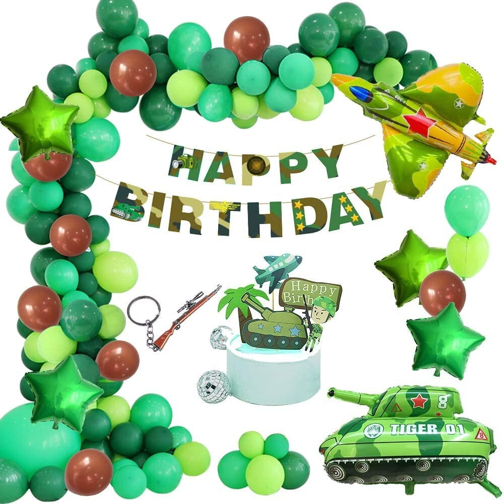 YANSION Boy Birthday Party Decoration Balloons, Tank Balloons, Army Tank Camouflage Balloons, Army Themed Party Decoration, Birthday Party Supplies and Decorations