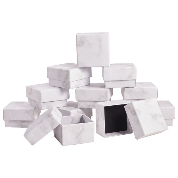 Paper Cardboard Jewelry Ring Boxes Square White 5.2x5.2x3.3cm DIY