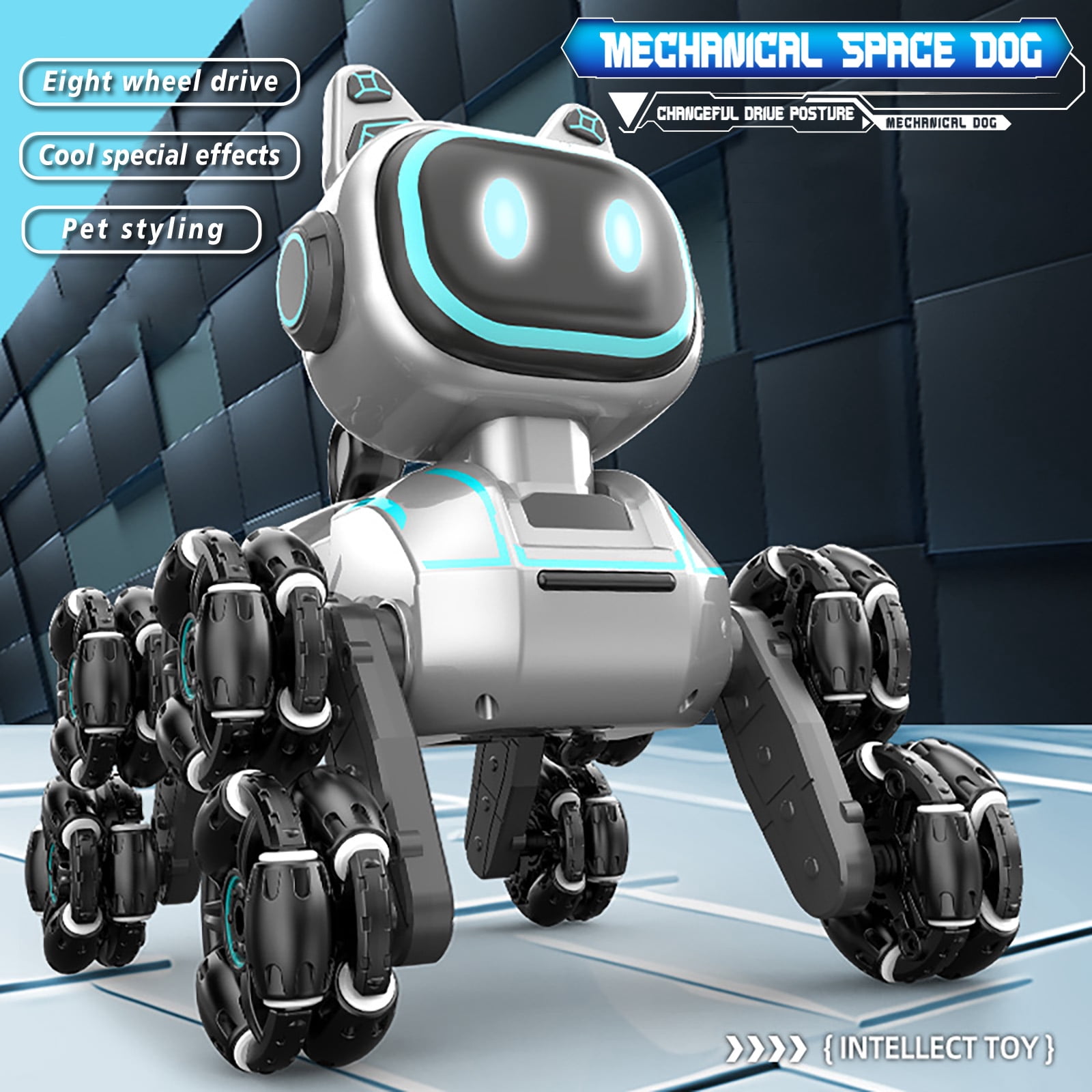 Burufy Rc Robot Dog Toys for Kids, Intelligent Robot Toys with Light & Sound, 8WD Stunt RC Dog Robot Toy Gift for Boys Girls