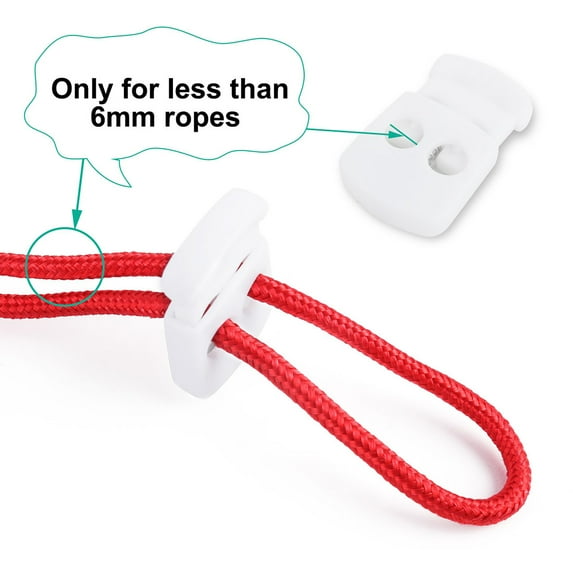 12pcs Spring Cord Lock Plastic Cord Stopper End Fastener Double Hole Toggle Stopper Slider White