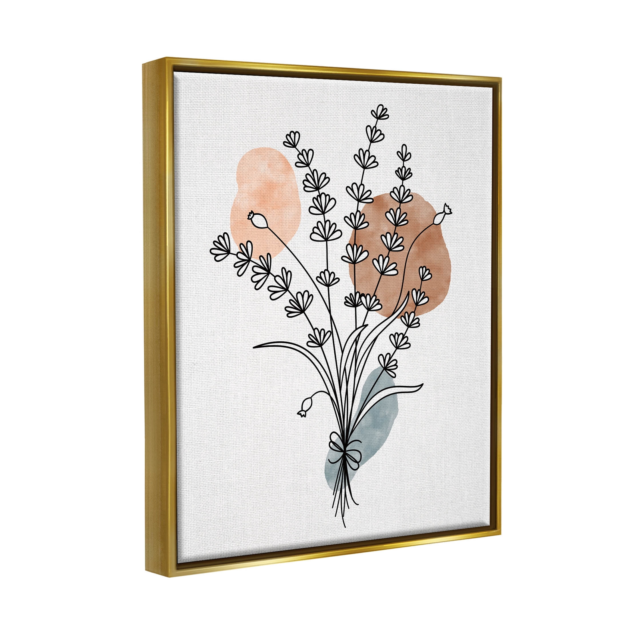 Stupell Industries Botanical Herb Sprig Bunches Graphic Art Metallic Gold Floating Framed Canvas Print Wall Art, Design by JJ Design House LLC