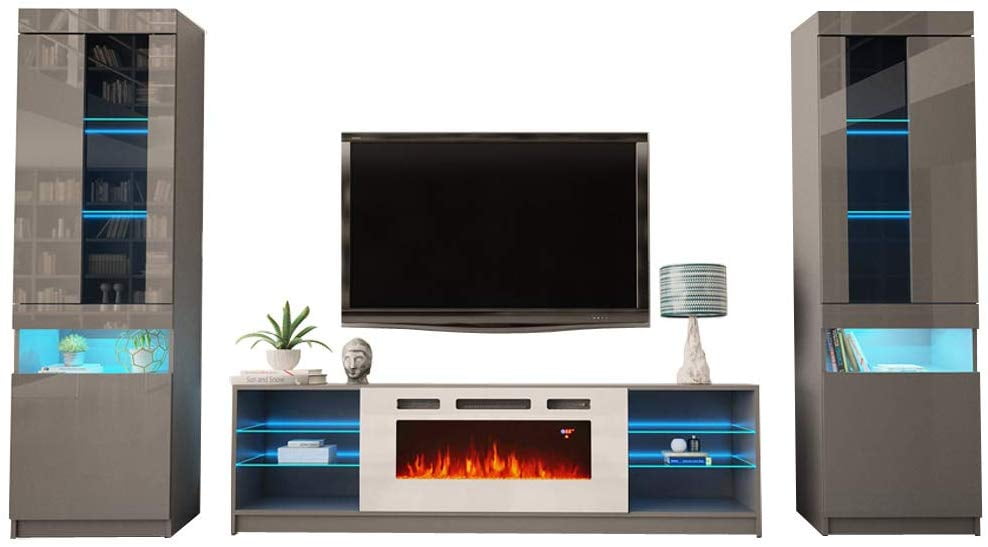 Boston WH01 Electric Fireplace Modern Wall Unit Entertainment Center