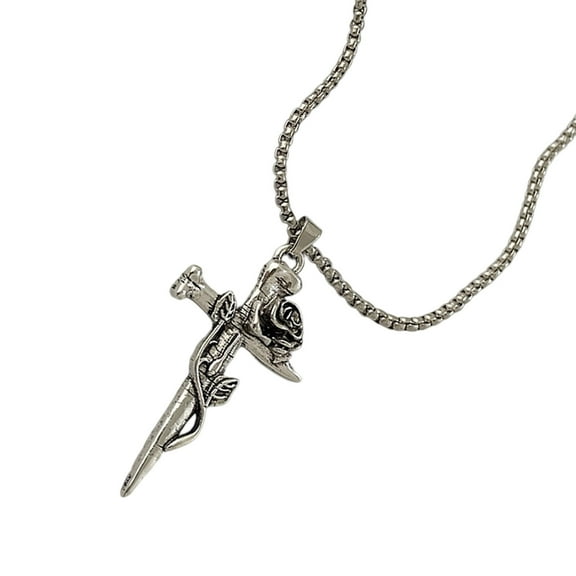 Alloy Rose Crucifix Pendant Necklace For Everyday Wear Religious Symbol Jewelry Gift With Adjustable Chain Design