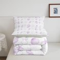 thumbnail image 5 of jejeloiu Purple Ribbon Bow Full Size Comforter Sets For Girls,Watercolor Seashell Starfish Bedding Comforter Set,Light Gray Reversible,3pcs,1 Comforter and 2 Pillowcases, 5 of 7