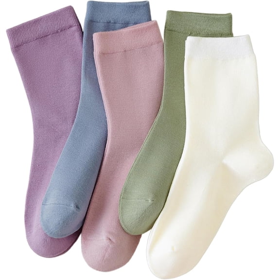 5 Pairs Women Thin Viscose Bamboo Socks Crew Lightweight Above Ankle Casual Dress Sock For Ladies Bootie Trouser