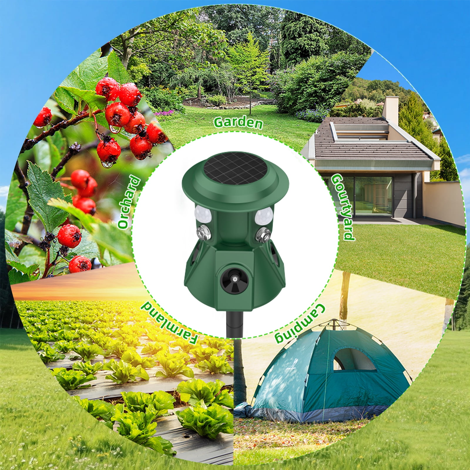 JahyElec Solar Ultrasonic Animal Repeller, 360 All Round Cat Repellent Outdoor  Motion Detection Animal Deterrent Devices for Skunk Squirrel Raccoon