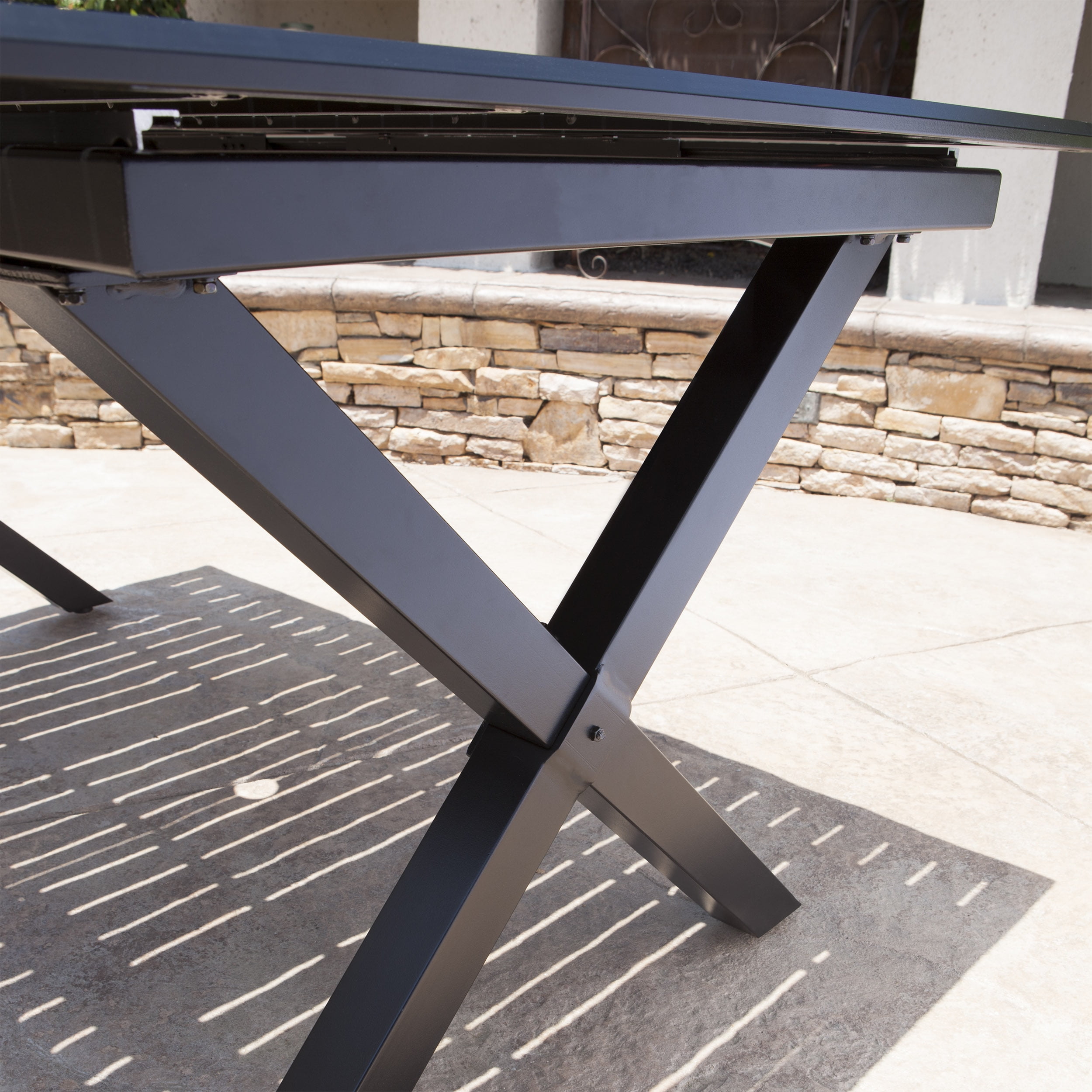 Cascada Outdoor Expandable Cast Aluminum Rectangular Dining Table, Black