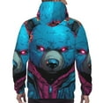 thumbnail image 7 of Honeii Neon Cyberpunk Blue Bear Pattern Mens Hoodies Men's Loose Sleeve Sweatshirt,Pullover Hooded Sweatshirt for Men,Essentials Hoodie-3X-Large, 7 of 7