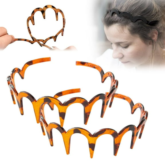 2 PCS U Shape Fashion Tooth Hair Comb Headband, 2026 High Cranium Head Bands for Women's Hair, Reversible Korean Headbands with Teeth for Women Gifts for Teen Girls (Amber, 2pcs, One Size)