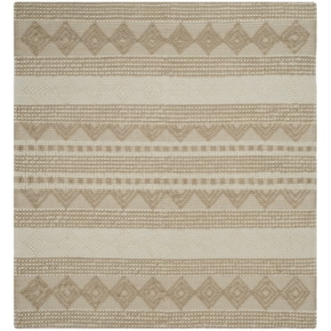 SAFAVIEH Natura Carly Geometric Area Rug, Beige/Ivory, 4' x 4' Square