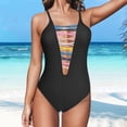 thumbnail image 2 of Sngxgn Swimsuit Women - Tummy Control Bathing Suits, Unique Design Criss Cross Back, Ruched Swimwear(Black,M), 2 of 5