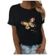 thumbnail image 1 of Gibobby Playera de Manga Corta con Cuello Redondo Mujer Top Butterfly imprimir O cuello manga corta Casual Blose(Negro,G), 1 of 4