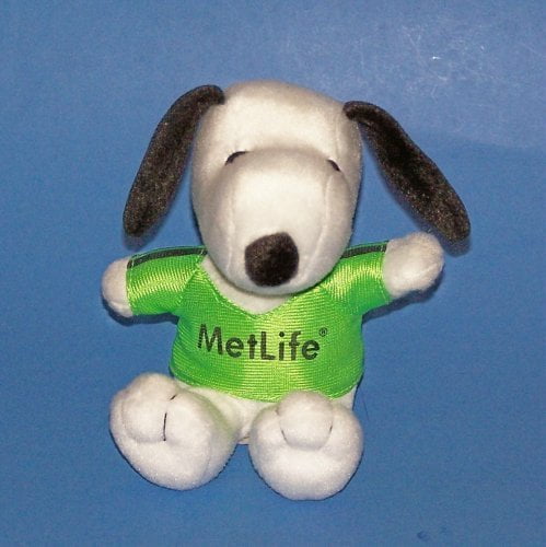 Details about   MetLife Snoopy Stuffed Plush 5” Green Soccer Shirt 