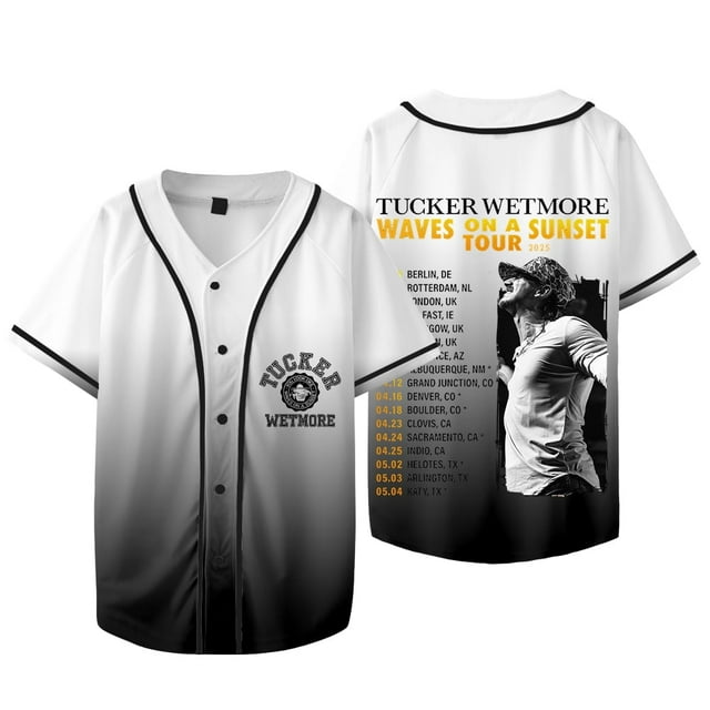 Tucker Wetmore Waves On A Sunset Tour Merch Veste de Baseball Tee Unisexe Mode Manches Courtes T-Shirts,S,Style 4
