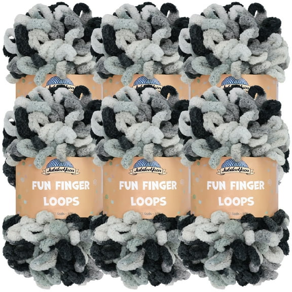 JubileeYarn Fun Finger Loops Yarn - Jumbo Polyester - 100g/Skein - Nemesis - 6 Skeins