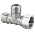 thumbnail image 3 of Desviador de 3 vías de acero inoxidable, conector en T flexible con tapa móvil para válvula en ángulo, rociador, brazo de ducha, 3 of 5