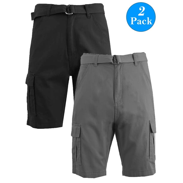 Men's Belted Cotton Cargo Shorts (2-Pack) - Walmart Business Supplies
