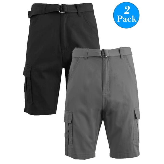 Men's Belted Cotton Cargo Shorts (2-Pack)