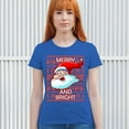 thumbnail image 3 of Tee Hunt Merry and Bright T-Shirt Ugly Sweater Santa Claus Jingle Bells Women's T-Shirt Tee, Blue, XX-Large, 3 of 5
