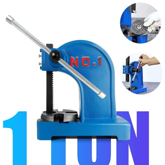 1 Ton Capability Blue Precision Arbor Press,Cast Iron Industrial Press Tool, Small Manual Press, 5.5in Work Height, targeting Punch Holes, Combination