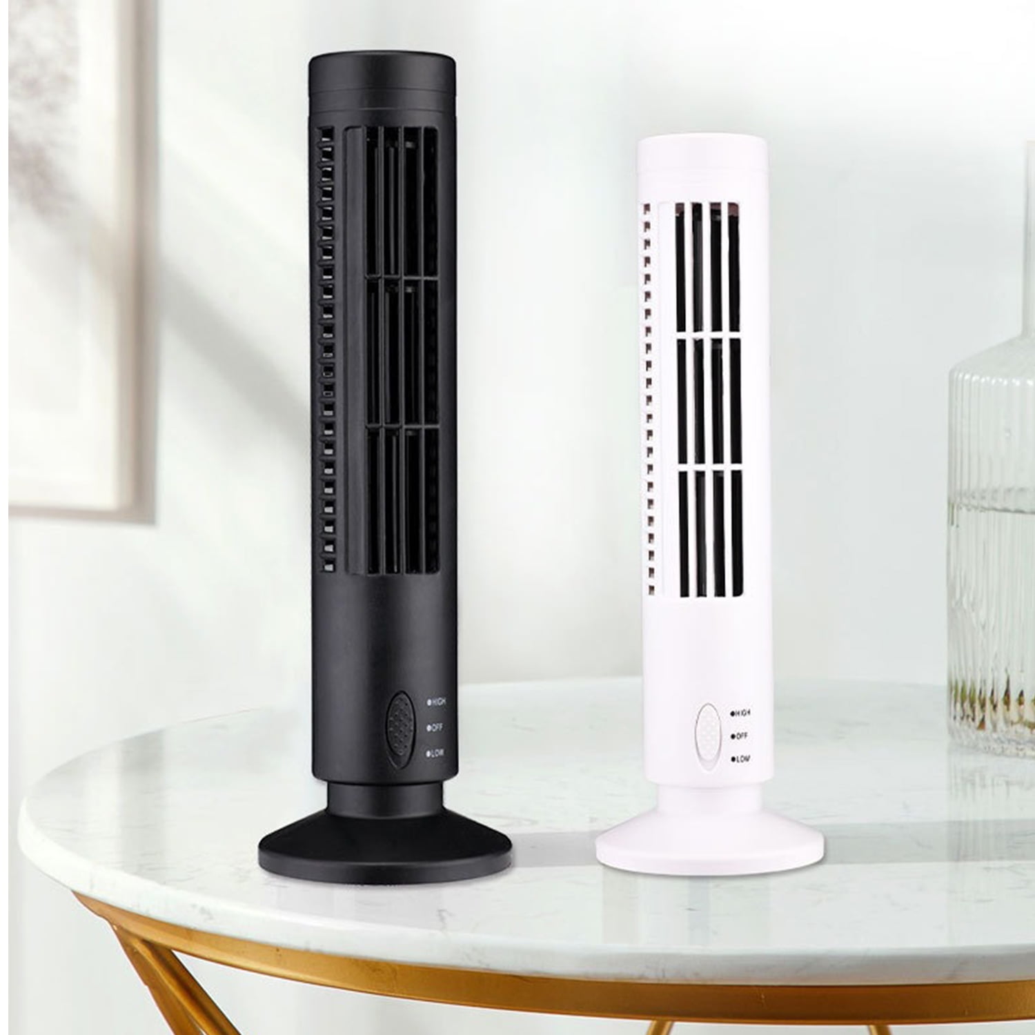 Portable Tower Fan Quiet Bladeless 2 Speed Electric Fan USB Powered
