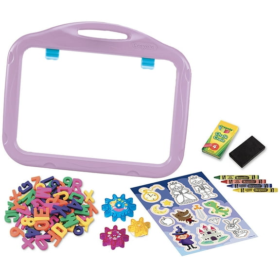 Crayola: Ready-To-Create: Magnetic Board Playset - Purple, Fairy-Tale Themed - Double-Sided, Dry-Erase/Chalk, Letters-Numbers, Stickers, Gears, Kid 3