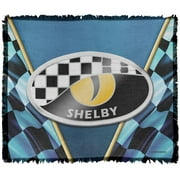Shelby Cobra Blanket, 50'x60' Cobra Eye Logo Woven Tapestry Cotton Blend Fringed Throw Blanket