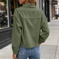 thumbnail image 4 of TtopsQueen Women's Cropped Corduroy Jacket, Lapel Collar Long Sleeve Button Front Coat, Drop Shoulder Relaxed Fit Vintage Outerwear for Fall Spring Daily Wear Army Green,L, 4 of 8