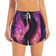 thumbnail image 2 of Gukieu Neon Futuristic Dragon Print Women's Sports Shorts with Drawstring Elastic Waistband for Running, Yoga, Fitness-Medium, 2 of 7