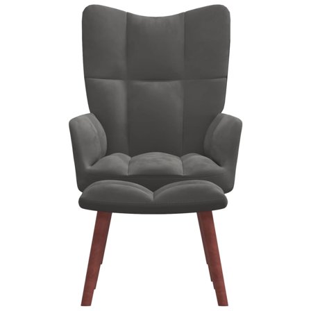 vidaXL Relaxing Chair with a Stool Dark Gray Velvet