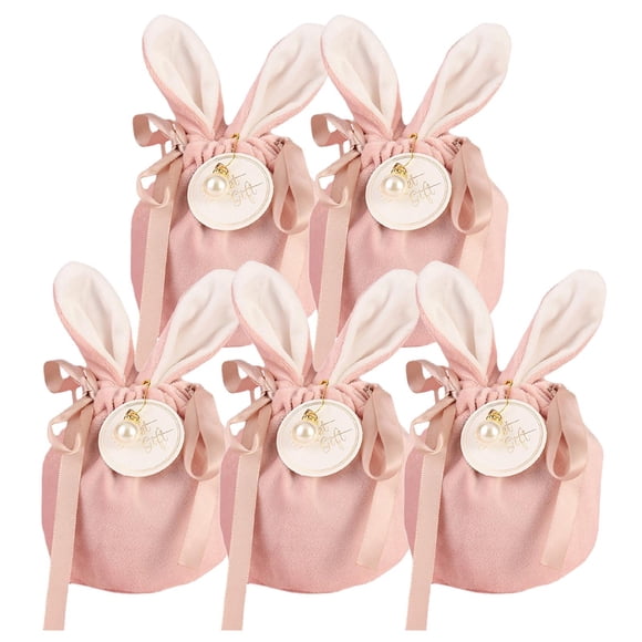 Bolsa de terciopelo para dulces, organizador de joyas, suave y elegante para regalo de Pascua, ideal para cumpleaños. Rosa
