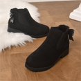 thumbnail image 4 of LRGSHF Women's Ankle Boots Chunky Low Heels Booties Slip On Elastic Fall Short Boots Round Toe Solid Faux Suede Casual Booties Back Bow Decor Non-Slip Comfortable Walking Shoes, 4 of 5