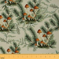 Castle Fairy Rustic Mushroom Fabric by the Yard 3 Yards for Teens,Botanical Plants Sewing Fabric,Tree Leaves Fabric for Sewing,Lightweight Room Decor