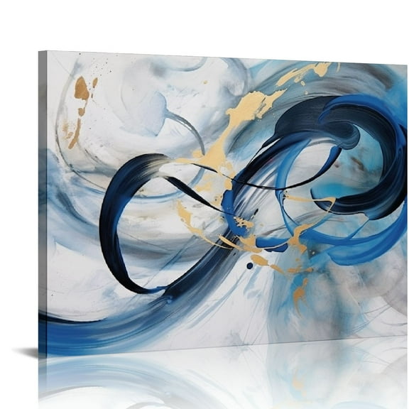 COMIO Abstract Canvas Art Elegant Combination of Tones Modern Living Room Wall Decor Black and White Gray Background Blue Gradient Picture