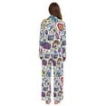 thumbnail image 3 of FORMRS Womens Pajama Set Long Sleeve Top and Pants with Pockets Soft Comfy Lounge Sleepwear, Sizes S-2XL, White Doodle Pattern, 3 of 7