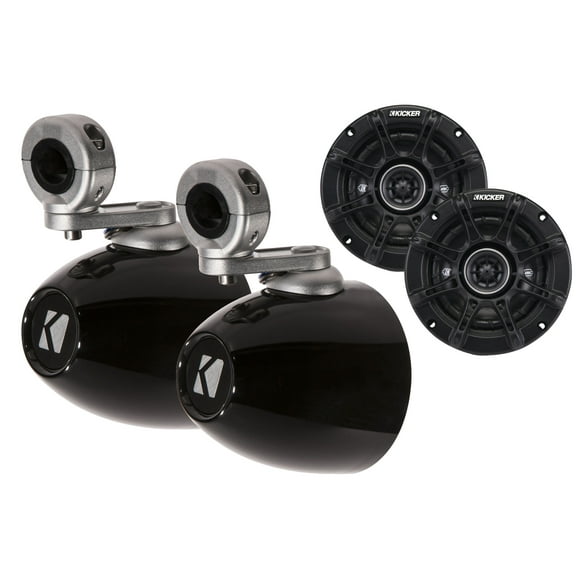 kicker black mini wake tower marine enclosures loaded with kicker 4 dsc speakers