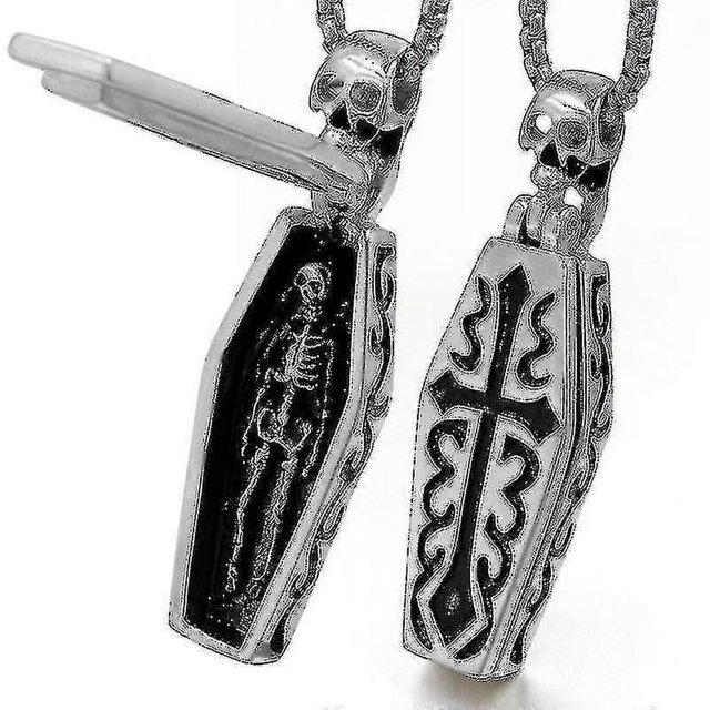 FDLK Classic Retro Stainless Steel Cross Skull Pendant Necklace Fashion Mummy Coffin Pendant & Necklace for Mens Gift---Product code 43954