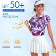 thumbnail image 3 of AIR-Women's Golf Polo Shirts Zip Up Ruffles Short Sleeve Workout Tops Quick Dry, 3 of 4