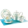 thumbnail image 5 of Bone China Teapot Floral Teapot 1.15-qt. (1.1 L) The Green Leaves Tea Pot Tea Brewer for Tea or Coffee Tea Kettle Kitchen Tea Pot, 5 of 10