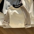 thumbnail image 3 of Favoffer Boys Girls Clothes Color-Block Stripe Top Raglan Long Sleeve Crewneck Toddler Pullover Sweatshirt T-Shirt for Daily Play Baby Teen 3-14Y, 3 of 6